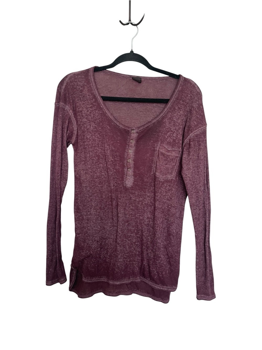 free press Vintage Wash Mauve Long-Sleeve Henley Top